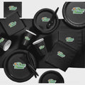 Pizza Planet Party Plates Set, Black, Disposable Tableware,Toy Story Theme, 60pc