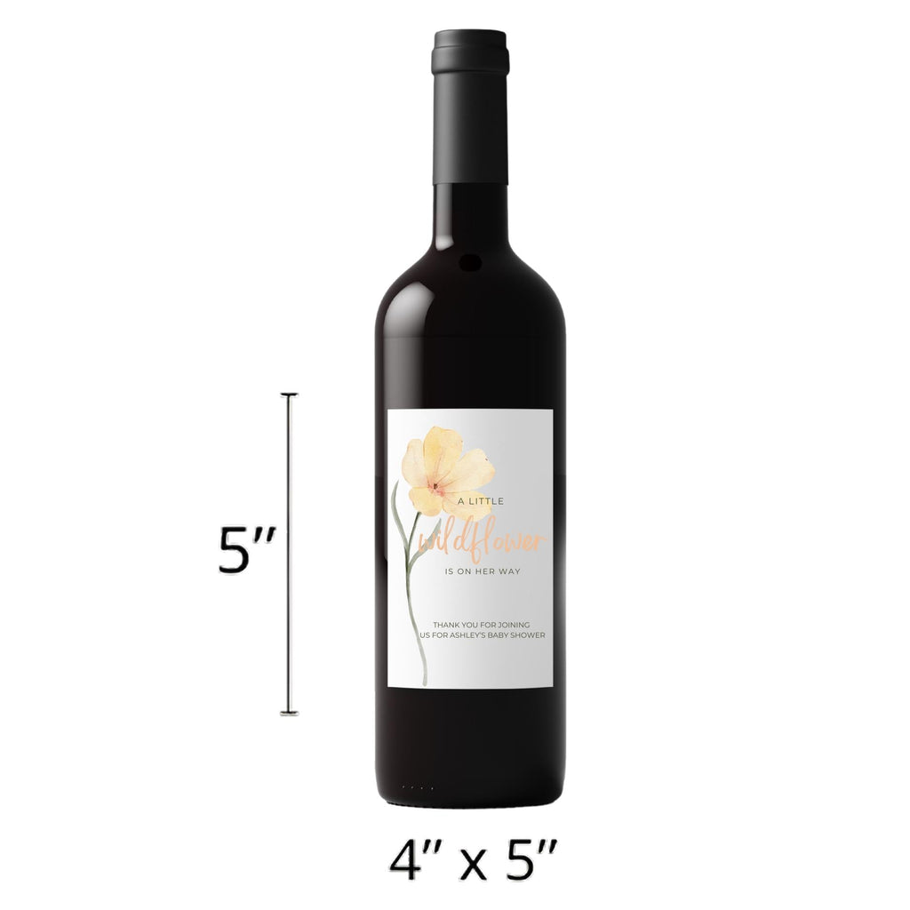 Baby Shower Wine Bottle Labels | Personalized Party Table Decor | Set of 4