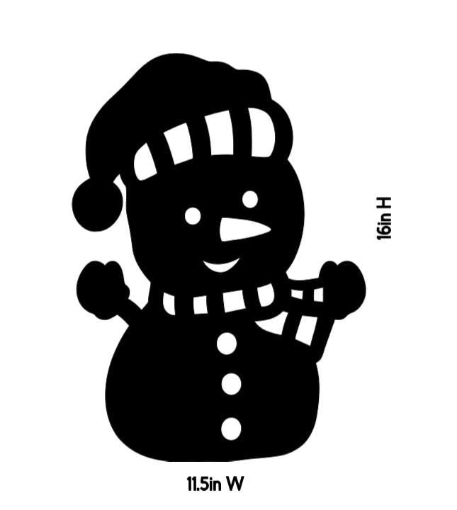Christmas Window Snowman Silhouette Decal, Black , 16 H, Holiday Home Decor