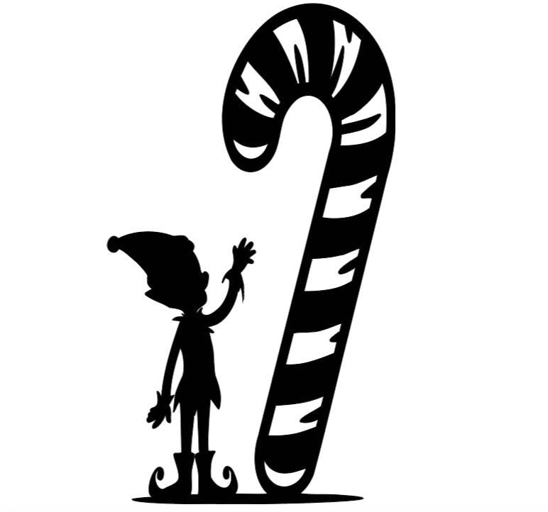 Reusable Elf and Candy Cane Window Decal | Glossy Static Cling| Christmas Window Stickers