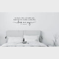 Scripture Wall Decal, Psalm 4:8 Bible Verse Quote, Religious Bedroom Decor, Black Calligraphy Design
