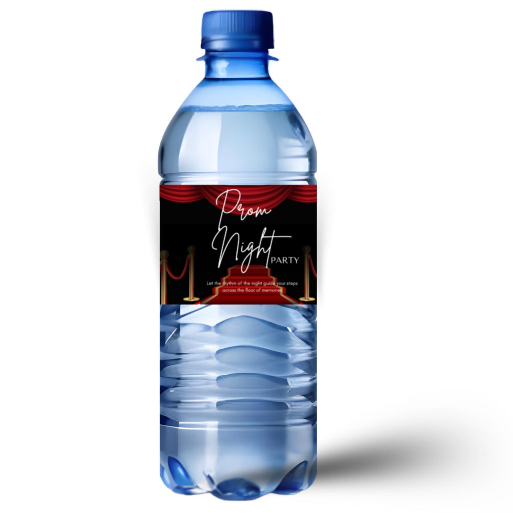 Prom Party Water Bottle Labels | Prom Night Celebration Decor | Party Table Bottle Wraps | Glossy