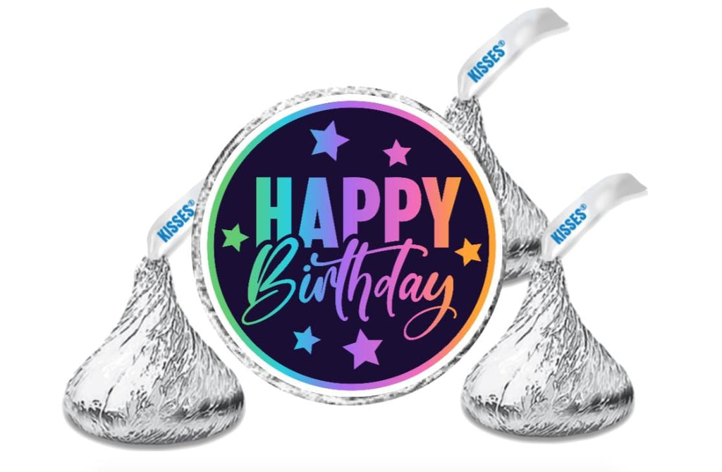 Happy Birthday | Mini Chocolate Candy Labels | 100 Glossy 0.75 Inch Stickers | Party Favors
