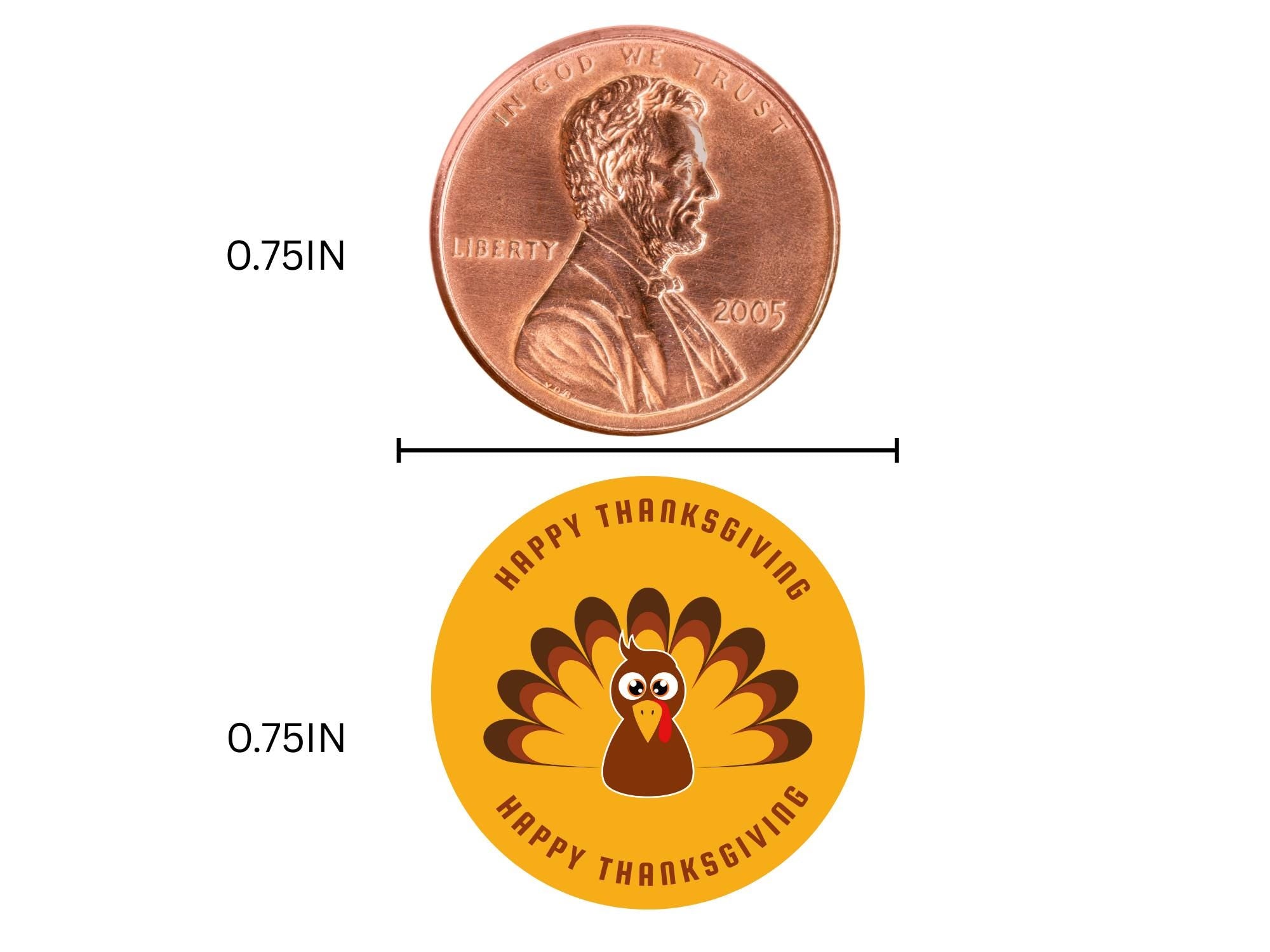 Happy Thanksgiving Candy Kiss Stickers | Orange Turkey Peel and Stick Decals | 100 Pack