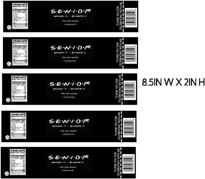 Senior Graduation Water Bottle Labels, Season 20 Episode 25, 8.5 x 2 in, 12pcs