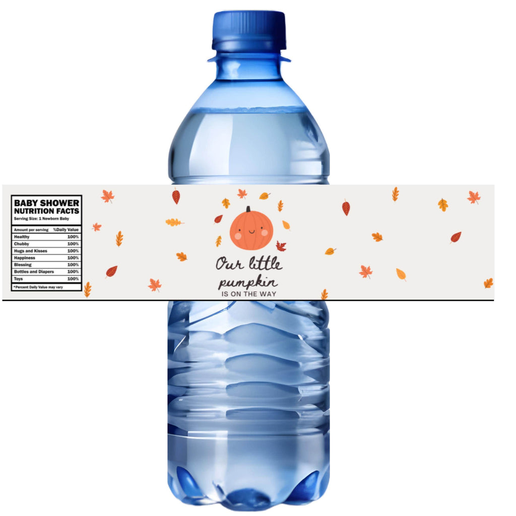 Our Little Pumpkin Is On The Way| Baby Shower Water Bottle Labels | Set of 12 | Table Accents
