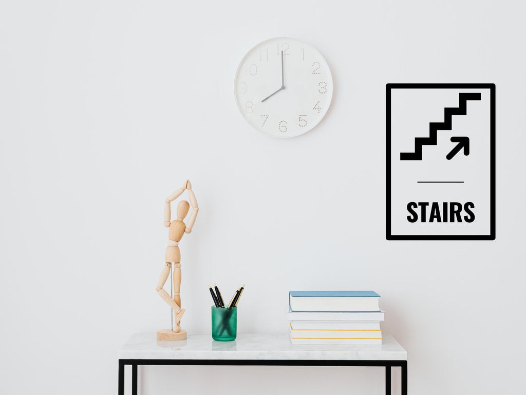 Stairs Arrow Small Business Direction Wall Decal| 11.5x16in | Black| Durable| Matte| Business