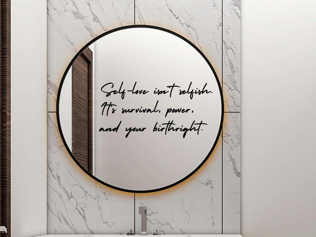 Self Love Isn’t Selfish Black Vinyl Wall Decal | Large Inspirational Quote |23.5in x 11.5in