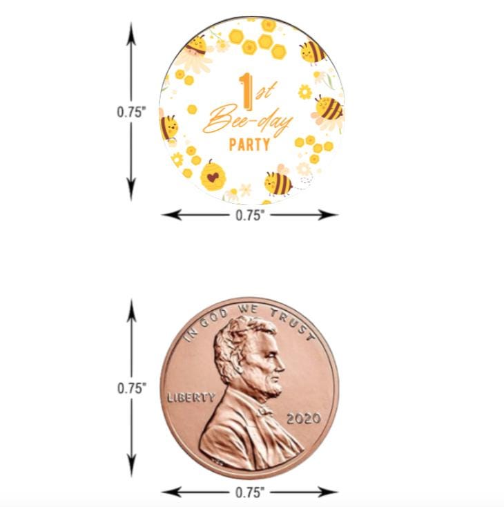 1st Bee-day Candy Stickers | Bumble Bee Theme | 0.75" Glossy Vinyl Labels | Set of 100