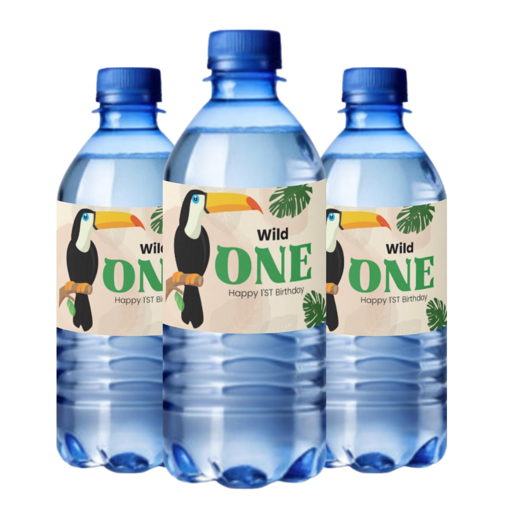 Safari 1st Birthday Water Labels | Wild 1 Bottle Stickers | Glossy Party Decor