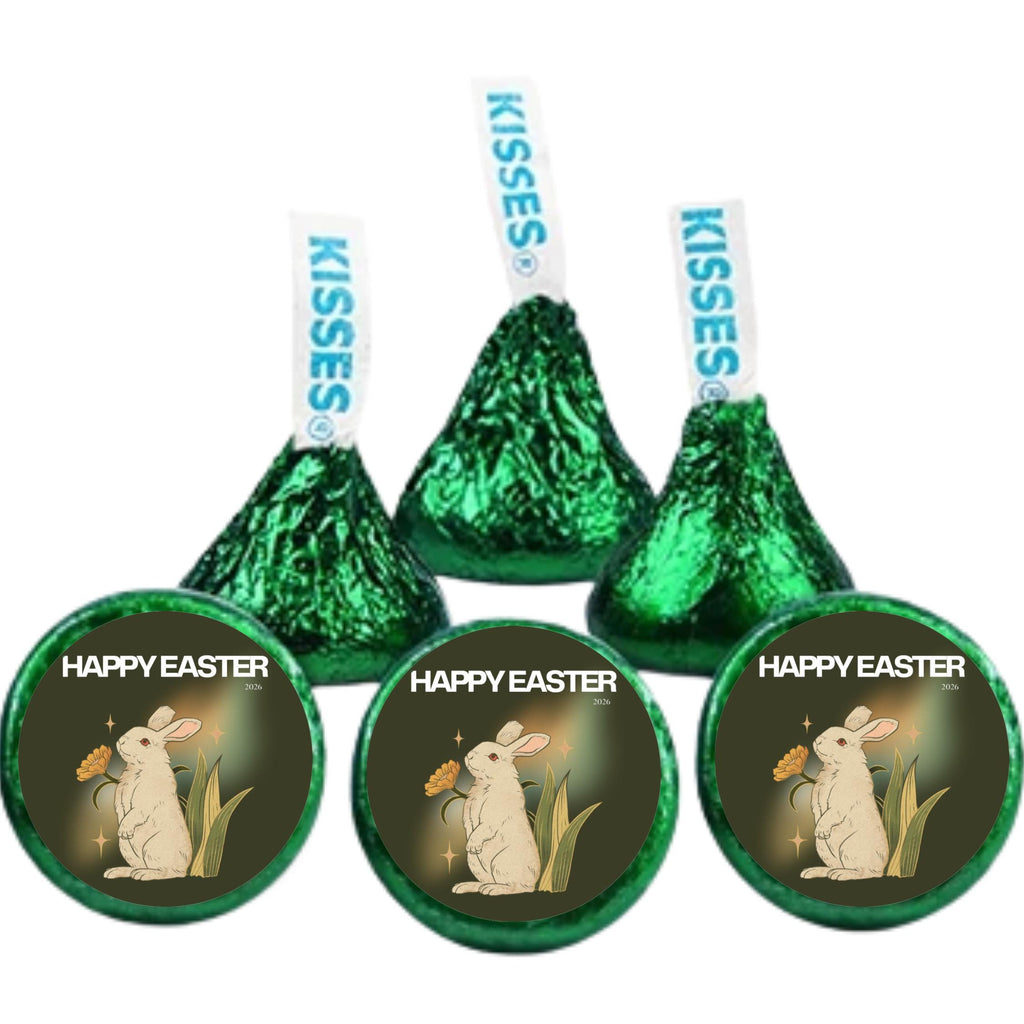 Happy Easter Candy Stickers | Easter Party Kiss Labels | 100 Glossy Candy Stickers |Easter Table Decorations