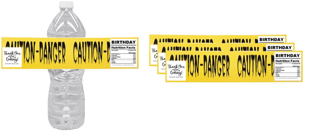 Personalized Safety Caution Danger Water Bottle Labels | Party Bottle Favors | Custom Stickers