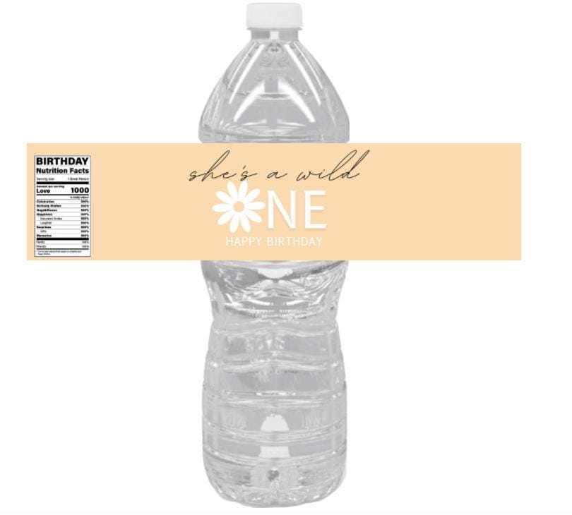 She is a Wild 1 Water Bottle Labels |12ct| Boho Flowers | Girls 1st Birthday Party Decor