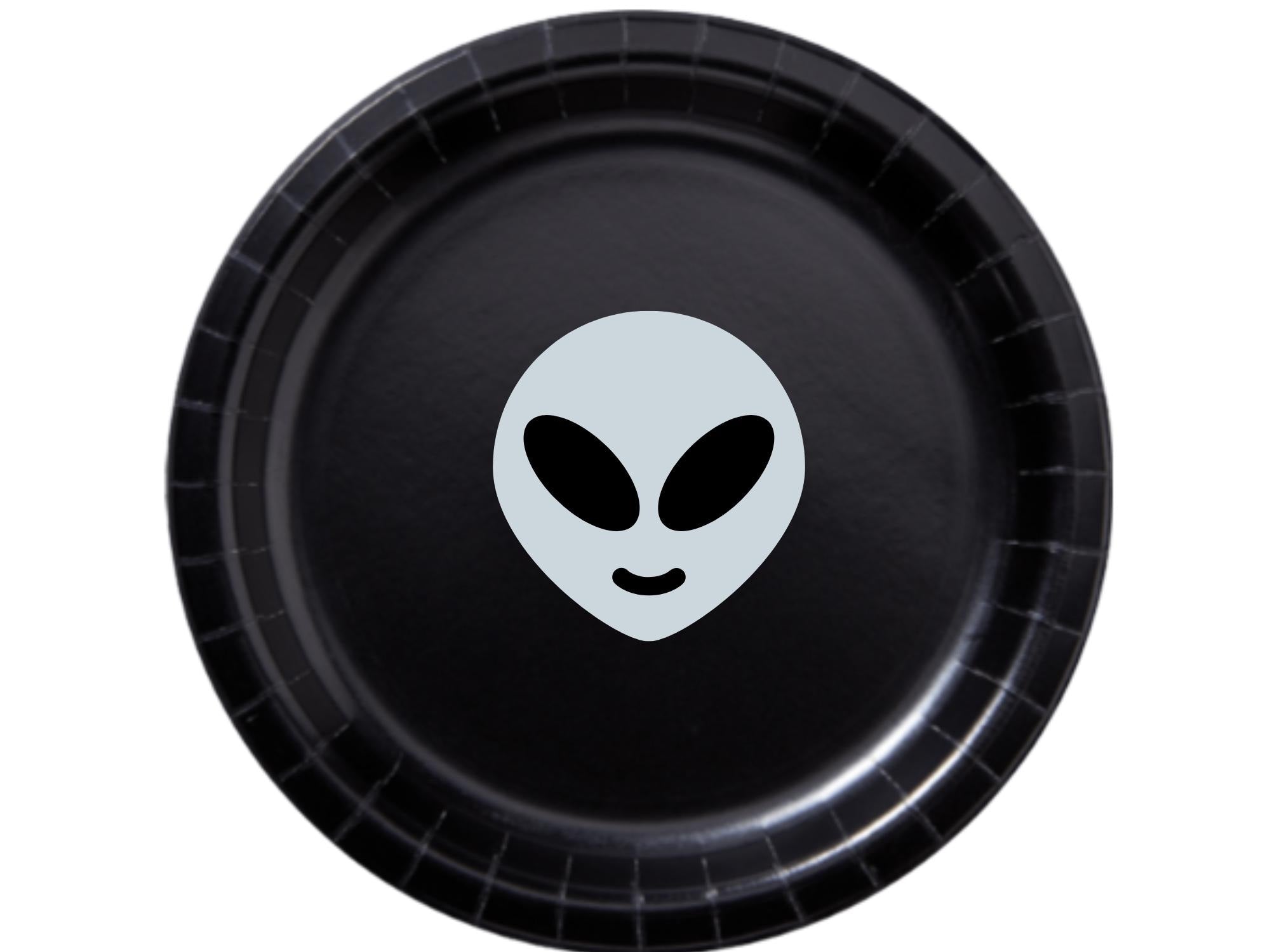 Alien Themed Party Plates | Black Paper Plates Set | Space Celebration