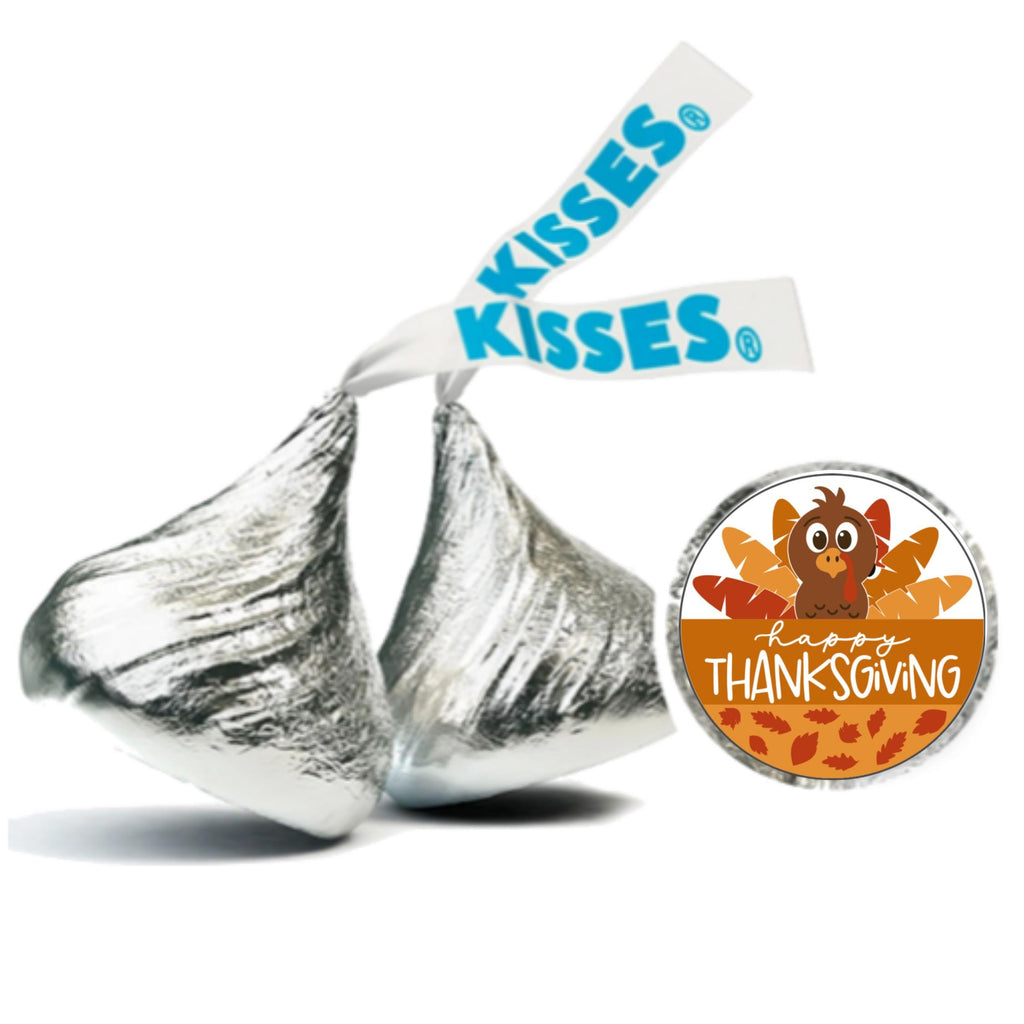 Happy Thanksgiving Candy Stickers | Turkey Candy Kiss Labels | 100 Glossy Candy Stickers |Candy Table Accents