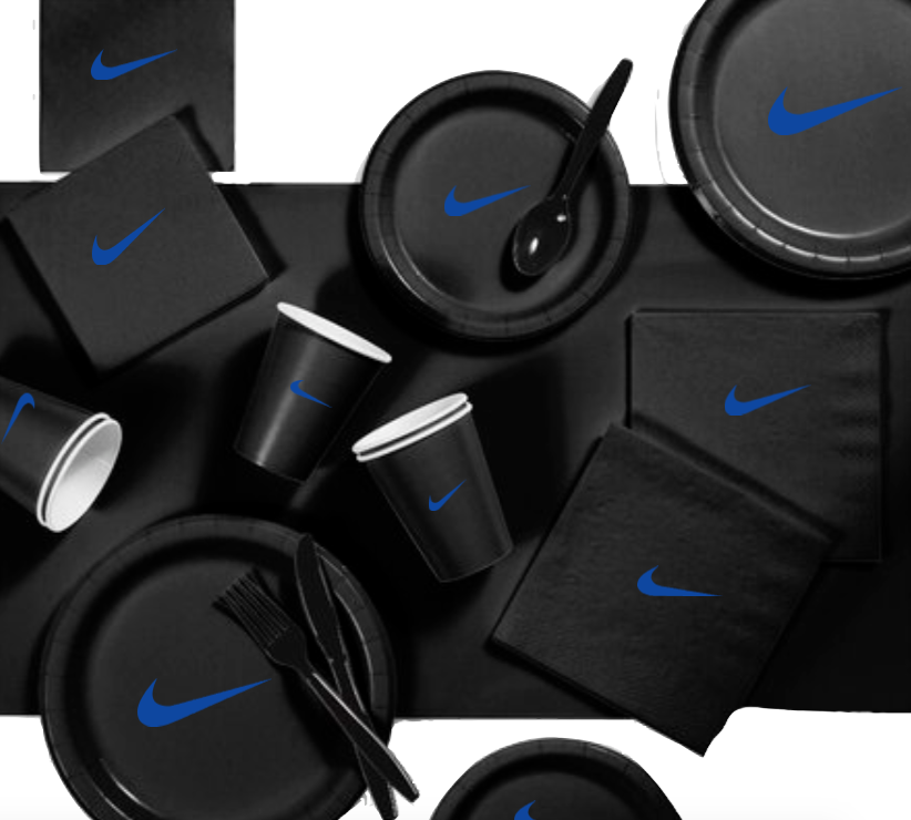 Custom Sw00sh Party, Birthday Party Dinnerware Set of 60 total pieces-Black&Blue