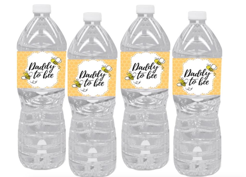 Daddy To BEE Baby Shower Water Bottle Labels | Bumble Bee Theme | 12pcs| Glossy