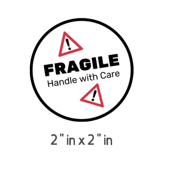 Fragile Handle with Care Warning Stickers, 2 inch Round, Set of 100
