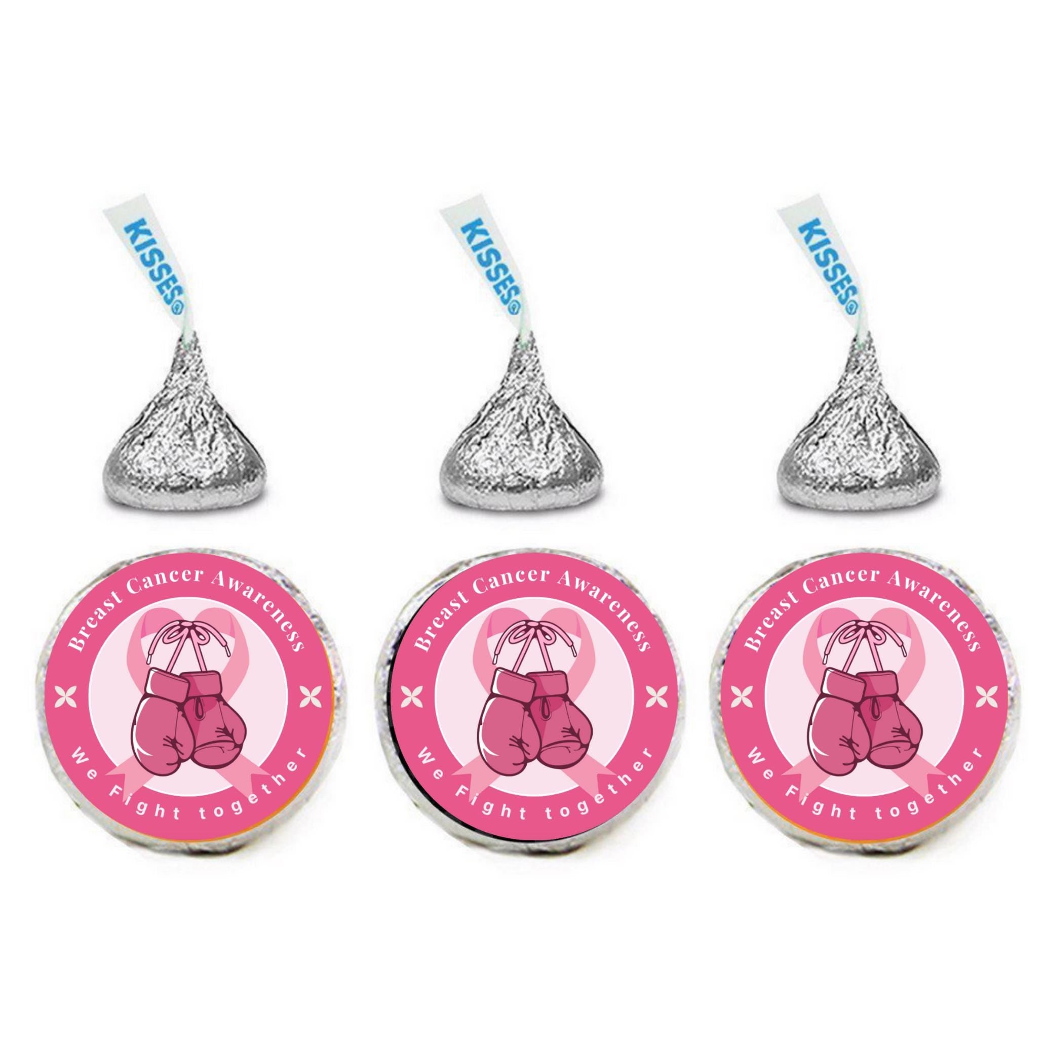 Breast Cancer Awareness Stickers | We Fight Together Candy Labels | 100 Chocolate Candy Kiss Stickers