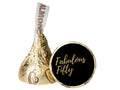 Fabulous Fifty Candy Kiss Stickers | Black Gold 50th Birthday Theme | 100 Pack