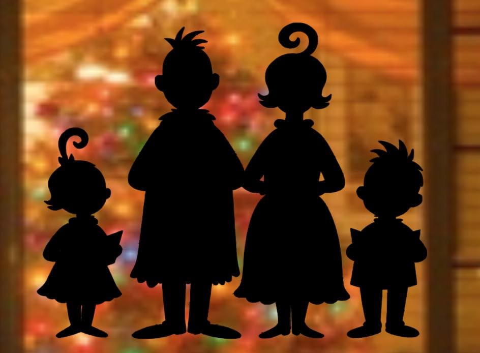 Elf Family Window Cling Decals | Large Christmas Silhouette Decals | Reusable|14.2 W|Christmas Window Display