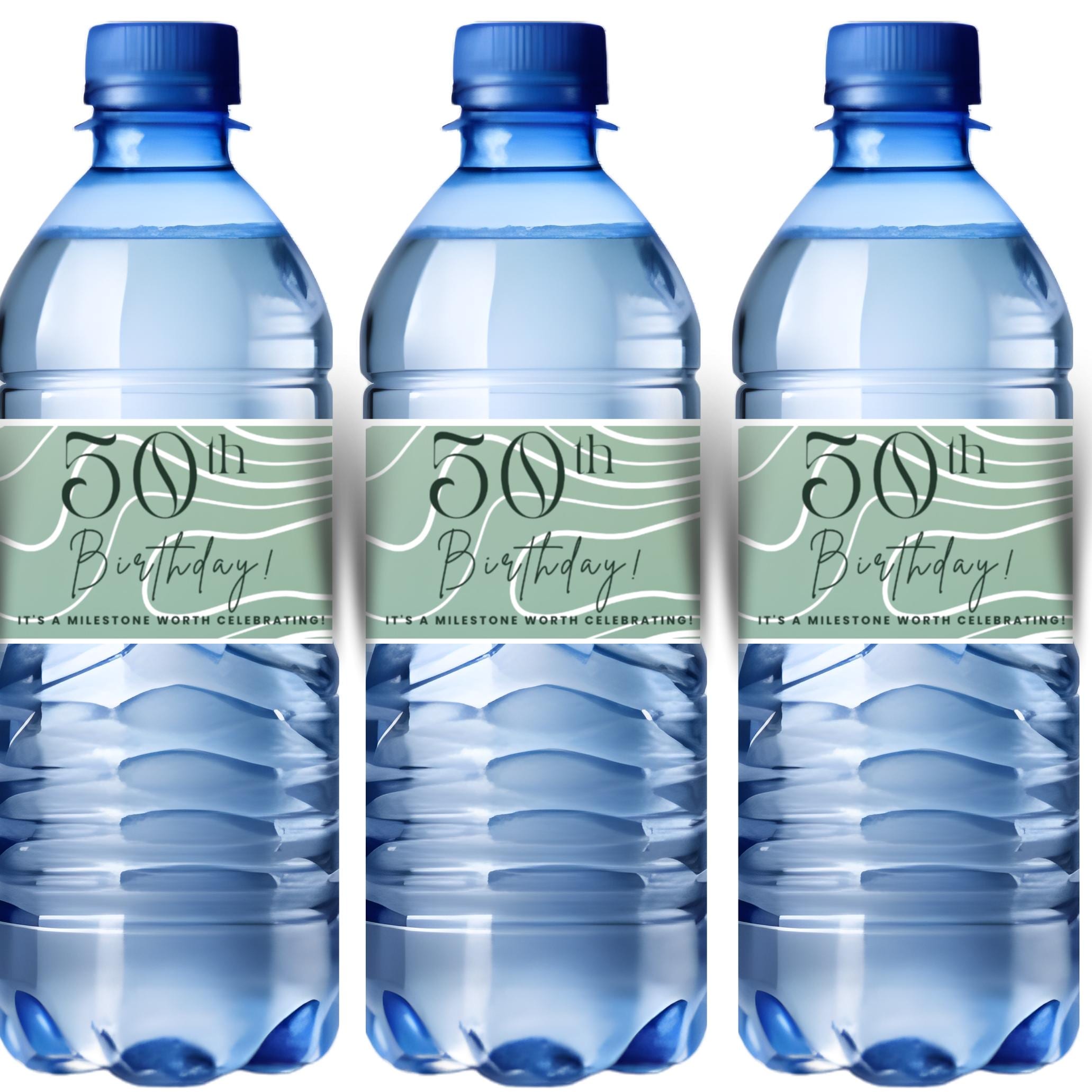 50th Birthday Water Bottle Labels | A Milestone Worth Celebrating | Party Table Decor | Glossy