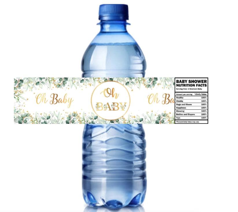 Ohh Baby | Baby Shower Water Bottle Labels | Set of 12 | Party Favors