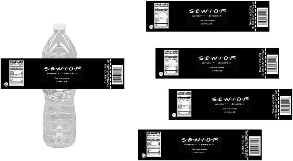 Senior Graduation Water Bottle Labels, Season 20 Episode 25, 8.5 x 2 in, 12pcs
