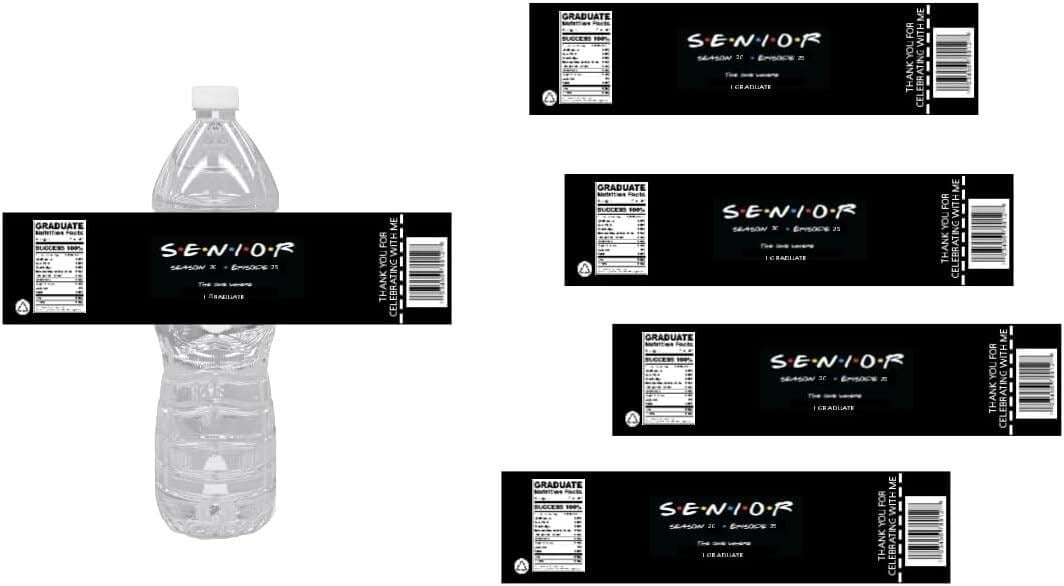 Senior Graduation Water Bottle Labels, Season 20 Episode 25, 8.5 x 2 in, 12pcs