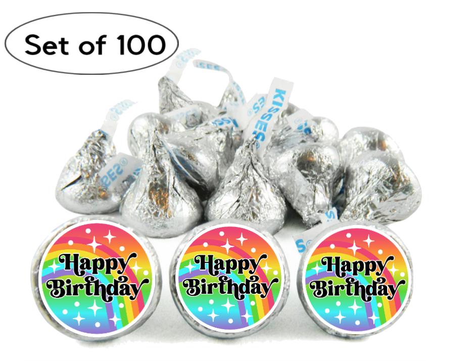 Happy Birthday Rainbow Mini Chocolate Labels | Waterproof 0.75in Stickers