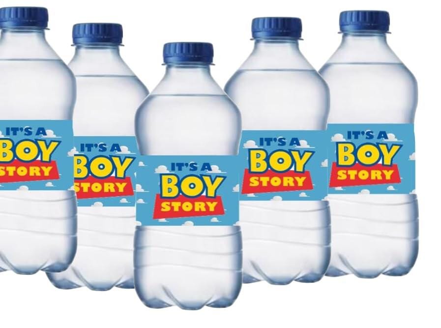 It’s a Boy Story| Baby Shower Labels | 12 Personalized Water Bottle Stickers