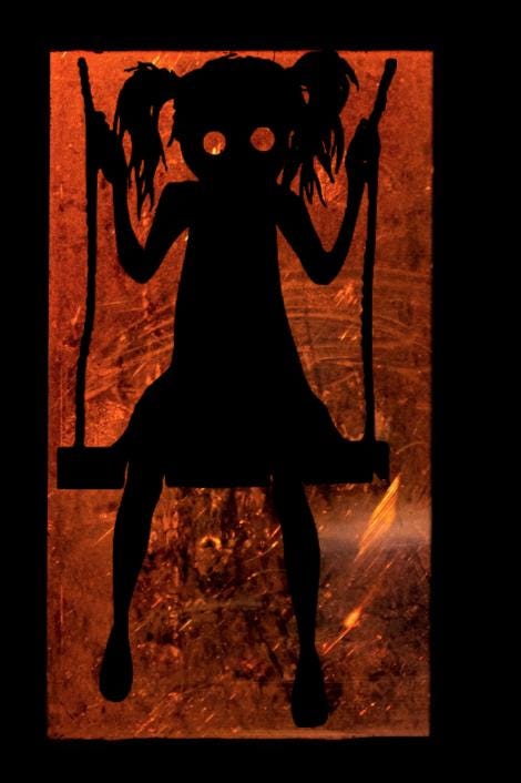 Halloween Spooky Girl Swinging Window Cling Decal | 23H | Reusable| Halloween Decals