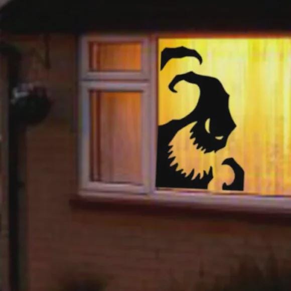 Halloween Window Cling Sticker,Giant Spooky Monster Silhouette Window Decals