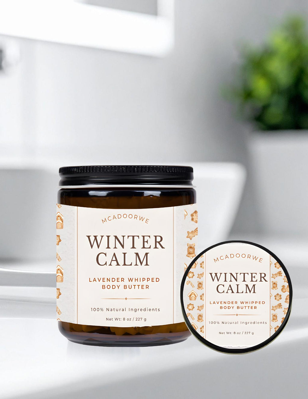 Winter Calm Lavender Whipped Body Butter | Handmade Organic Shea Mango Cocoa Blend |Handmade| 8 oz