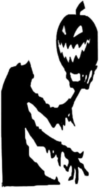 Halloween Window Decal, Spooky Zombie with Pumpkin Design, 23H x 11.5W inches