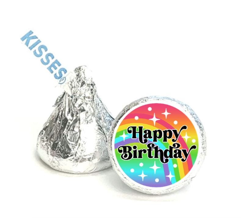 Happy Birthday Rainbow Mini Chocolate Labels | Waterproof 0.75in Stickers