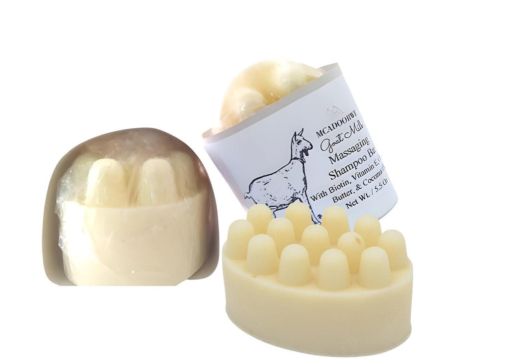 Massage Shampoo Soap Bar | Goat Milk, Shea Butter & Cocoa Butter | Biotin Infused | Contains Vitamin E | Moisturizing | 100% Natural | 5 oz