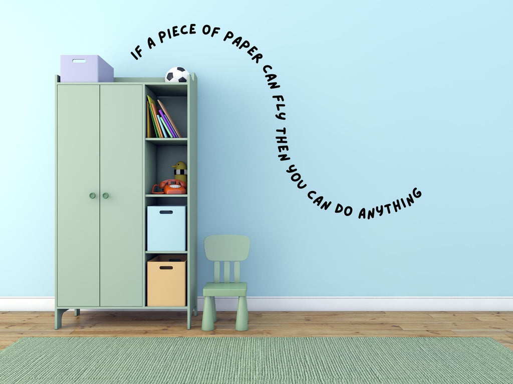Fun Inspirational Wall Decal for Kids | Paper Airplane Quote | 17in x 11.5in| Black