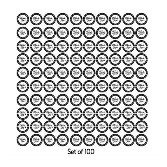 Black and White Thank You Stickers, 2 inch, Set of 100