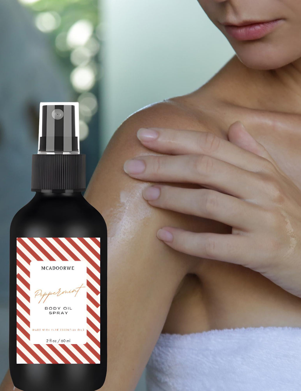 Holiday Peppermint Body Oil | Natural Handmade Collagen Infused Oil Spray | 2 oz Christmas Edition