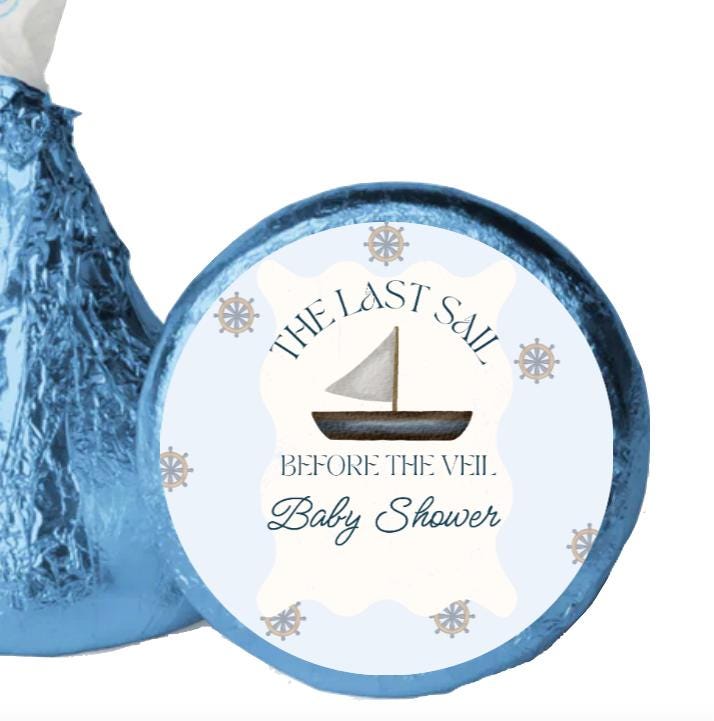 Last Sail Before the Veil Chocolate Candy Kiss Stickers| 100ct| Glossy| Baby Shower Favors
