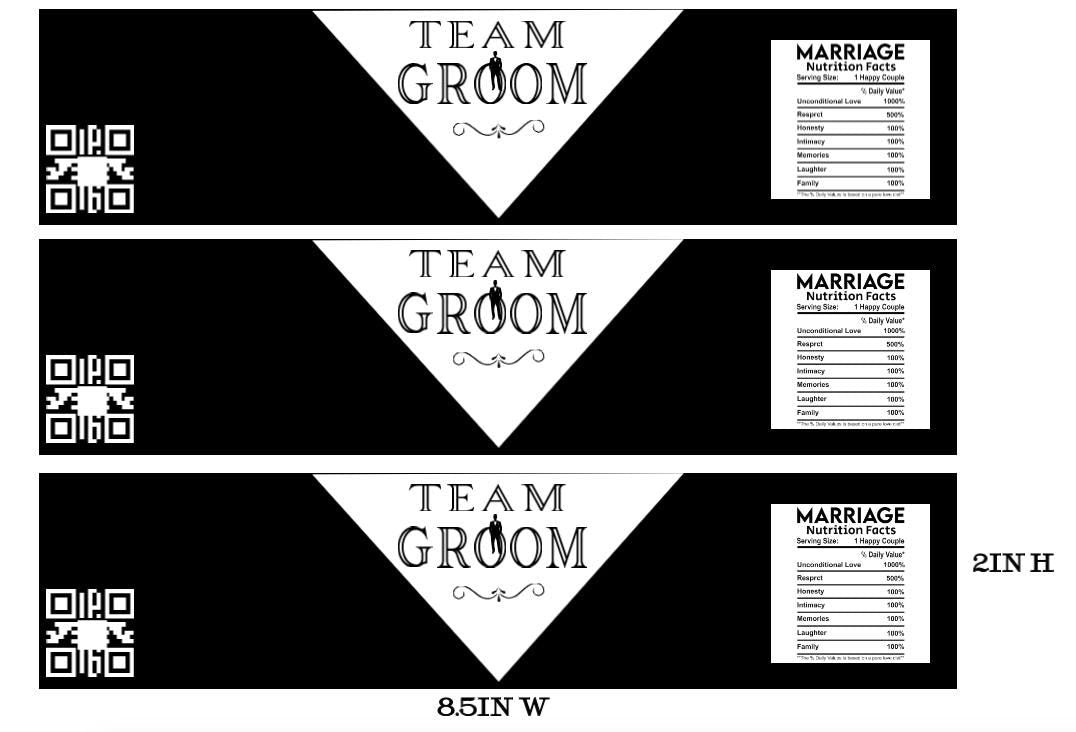 Classy Team Groom Water Bottle Labels|Custom Wedding Water Bottle Labels