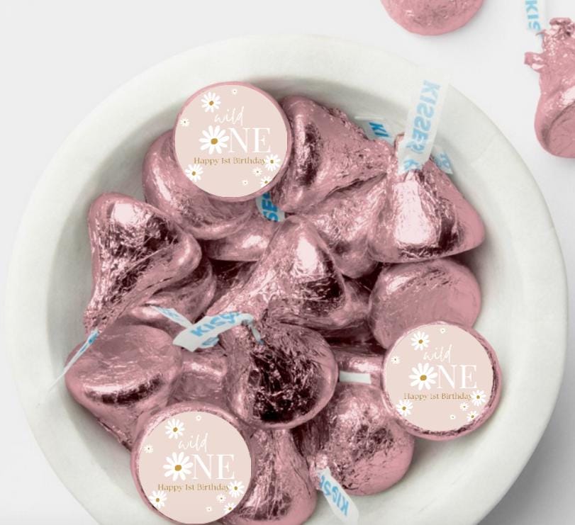 Wild One Chocolate Candy Kiss Stickers| 100| Glossy| Pre-printed|1st Birthday Favors