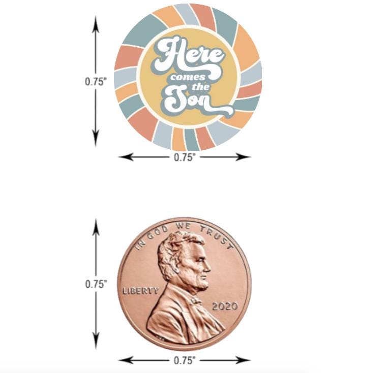 Here Comes the Son Kisses Candy Stickers | 100ct|Glossy| Baby Shower Gender Reveal Party Favors
