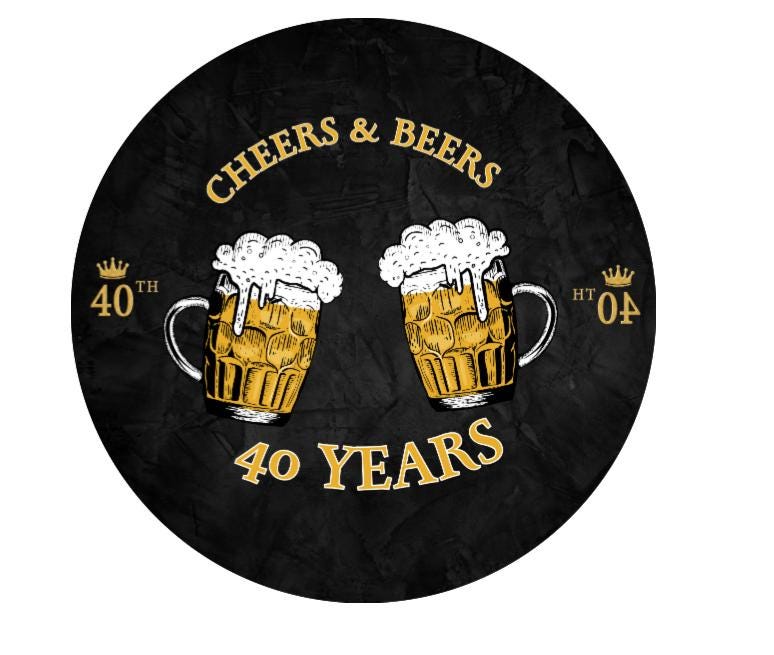 Cheers and Beers to 40 Years| Chocolate Candy kiss Stickers| 100ct| 40th Birthday favors