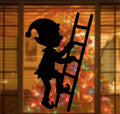 Large Elf on Ladder Christmas Window Cling Decal | Reusable| Holiday Silhouette | 17H