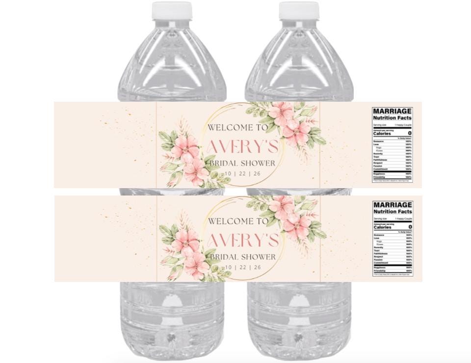 Personalized Floral Bridal Shower Water Bottle Labels | Welcome to My Bridal Shower | Custom Name and Date |12pcs