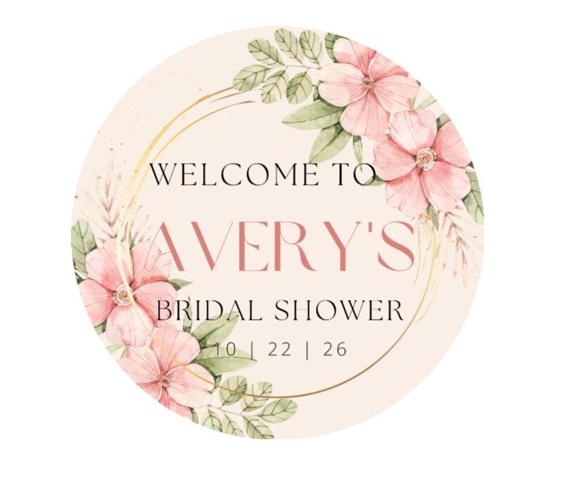 Bridal Shower Chocolate Candy Labels | Custom Floral Chocolate Candy Labels | Personalized Name and Date | 100 Round Stickers