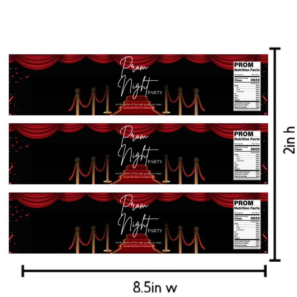 Prom Party Water Bottle Labels | Prom Night Celebration Decor | Party Table Bottle Wraps | Glossy