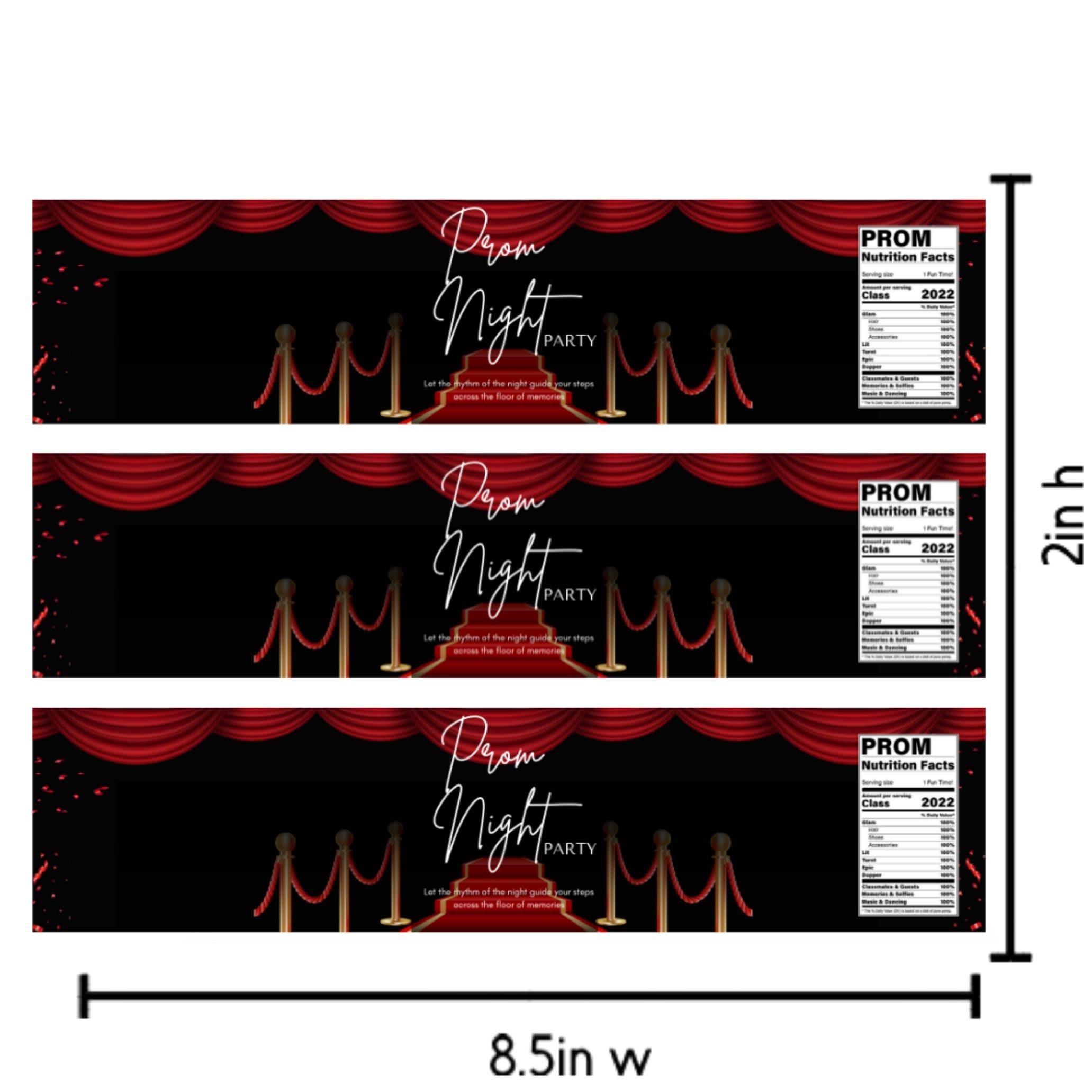 Prom Party Water Bottle Labels | Prom Night Celebration Decor | Party Table Bottle Wraps | Glossy